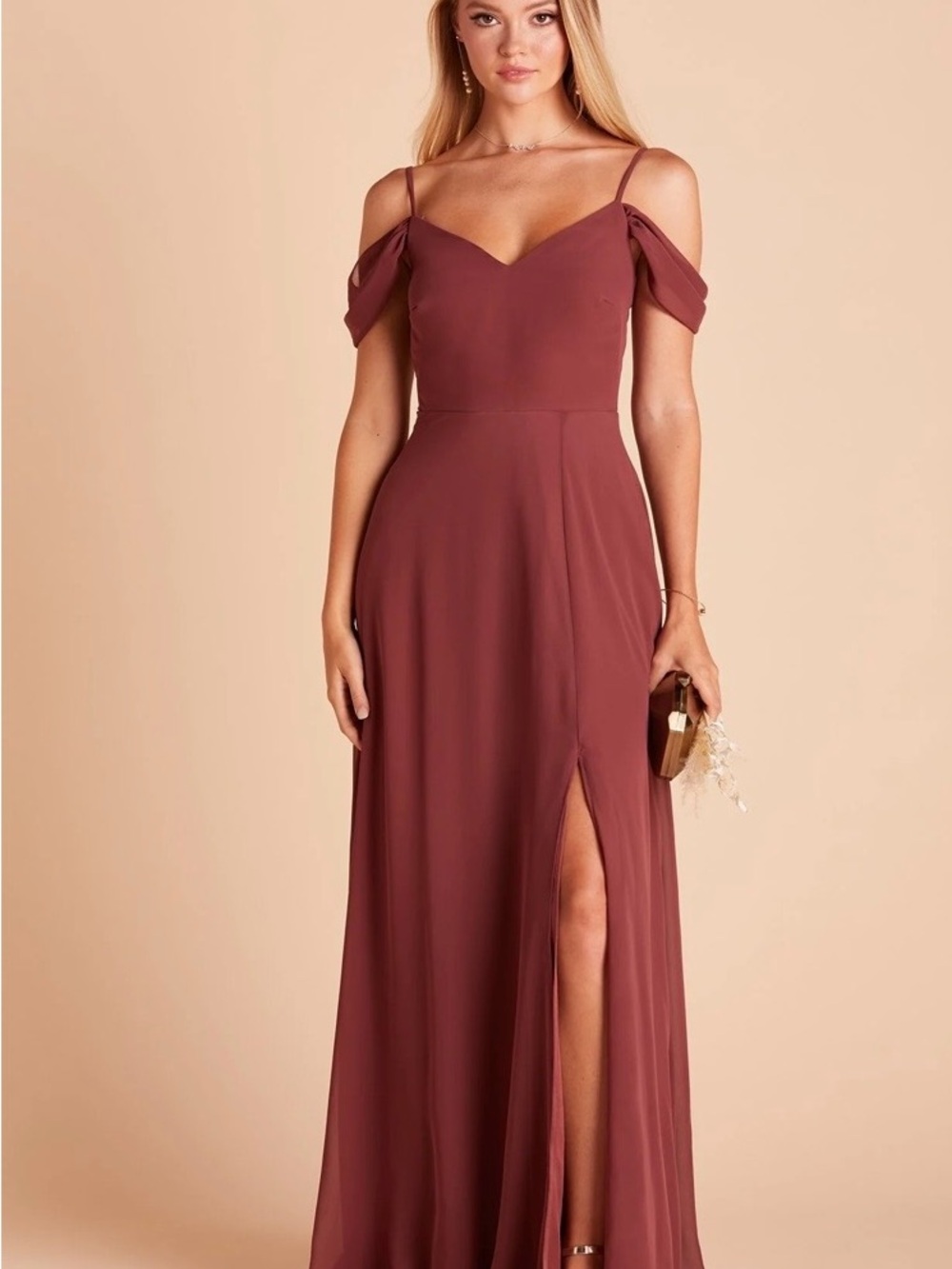 New! XS Birdy Grey Chiffon Rosewood - Devin Dress (never worn/ tags on)